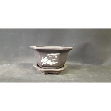 Maceta hexagonal/semi-cascasda 14.5x14.5x8cm.